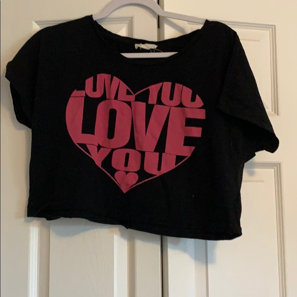Black and Pink Love You graphic cop tee